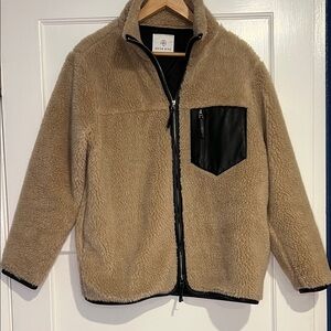 Anine Bing Cream Sherpa Jacket with Black Accents